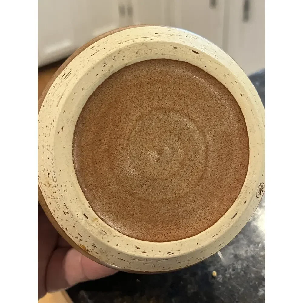 Studio Art Pottery Bowl With Bamboo Handle Smoky Mountains Gatlinburg TN